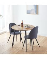 Cullompton Round Dining Table 90cm with 2 Dark Grey Curved Back Fabric Chairs