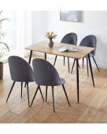 Cullompton Small Rectangular Dining Table 120cm with 4 Dark Grey Curved Back Chairs