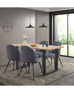 Cullompton Large Dining Table (1.6m) with 4 Dark Grey Curved Back Chairs