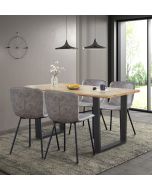 Cullompton Large Dining Table (1.6m) with 4 Taupe Leather Effect Chairs