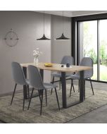 Cullompton Large Dining Table (1.6m) with 4 Dark Grey Fabric Chairs