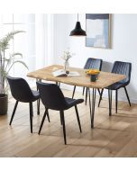 Cullompton Large Dining Table (1.2m) with 4 Black Bonded Leather Chairs