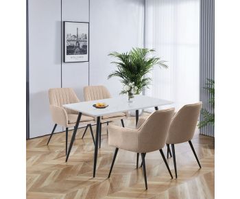 Cullompton Rectangular Dining Table (1.2m) with 4 Light Brown Fabric Chairs
