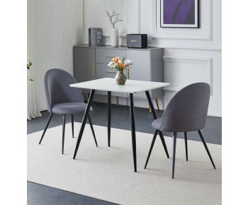 Cullompton Small Rectangular Dining Table 80cm with 2 Grey Chairs