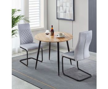 Cullompton Round Dining Table 90cm with 2 High Back Grey Chairs