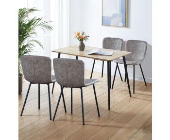 Cullompton Small Rectangular Dining Table 120cm with 4 Taupe Faux Leather Chairs