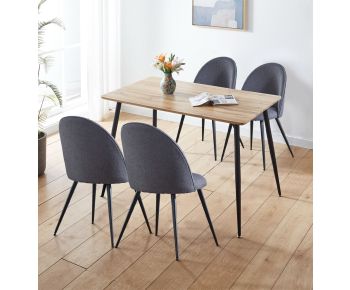 Cullompton Small Rectangular Dining Table 120cm with 4 Dark Grey Curved Back Chairs