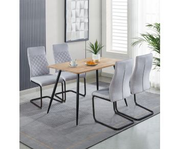 Cullompton Small Rectangular Dining Table 120cm with 4 High Back Grey Chairs