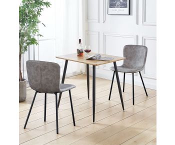 Cullompton Small 80cm Rectangular Dining Table with 2 Taupe Leather Effect Chairs