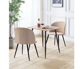 Cullompton Small 80cm Rectangular Dining Table with 2 Light Brown Fabric Chairs
