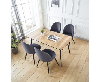 Cullompton Large Extending Dining Table with 4 Grey Curved Back Dining Chairs