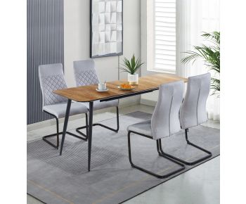 Cullompton Large Extending Dining Table with 4 Grey High Back Chairs