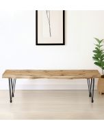 Cullompton Bench (150cm) with Live Edge Effect and Black Metal Legs