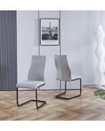 Cullompton Light Grey High Back Dining Chairs with Black Metal Base x2