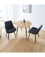Cullompton Small Round Dining Table (90cm) with 2 Black Bonded Leather Chairs