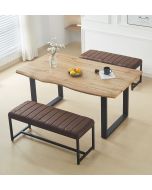 Cullompton Large Dining Table (160cm) with 2 Brown Benches (110cm)