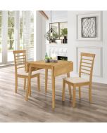 Ledbury Drop Leaf Rectangular Table with 2 Chairs in Light Oak Finish