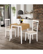 Ledbury Drop Leaf Rectangular Table with 2 Chairs in White Painted and Oak Finish