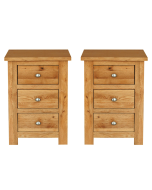 Waverly Oak 3 Drawer Bedside Table (Pair)