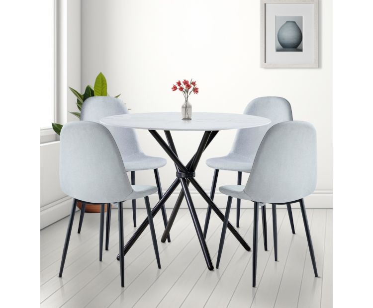 Dining Table Set, Small Round Table with Chairs, Hallowood