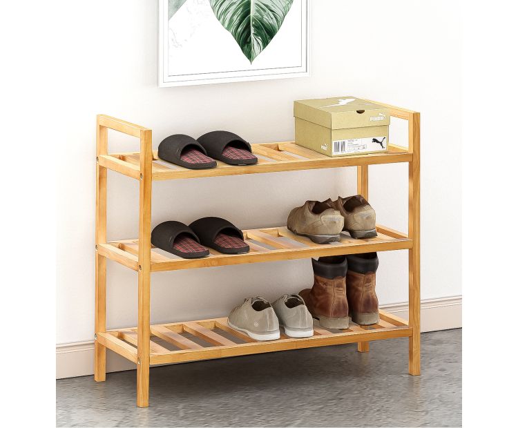 Shoe Rack, Tier Stackable Wooden Shoe Storage, Hallowood
