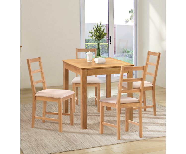 Dining Table Set with Oak Dining Chairs (Beige), Hallowood