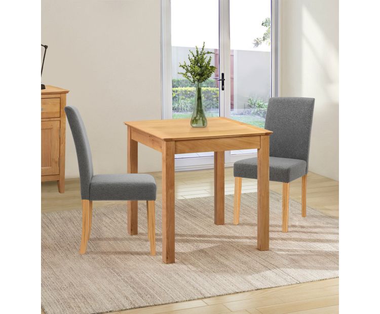 Dining Table Set with Grey Upholstered Chairs, Hallowood