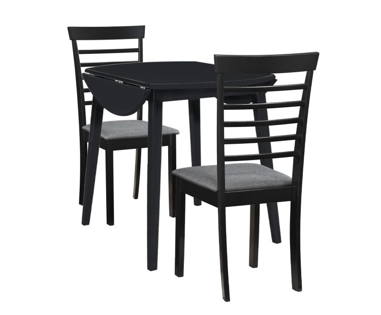 Dining Set, Drop Leaf Black Table with Chairs, Hallowood
