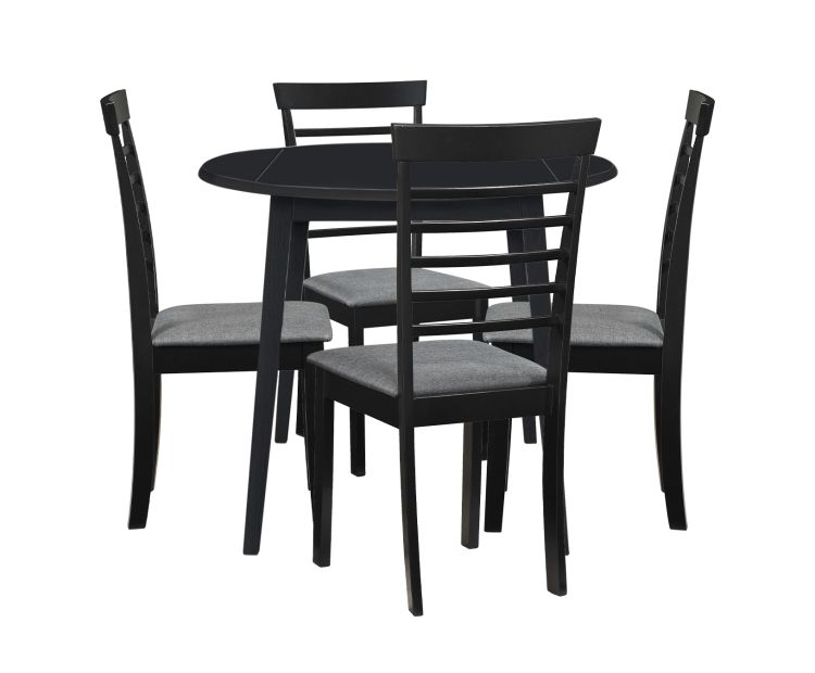 Dining Set, Drop Leaf Black Table with Chairs, Hallowood