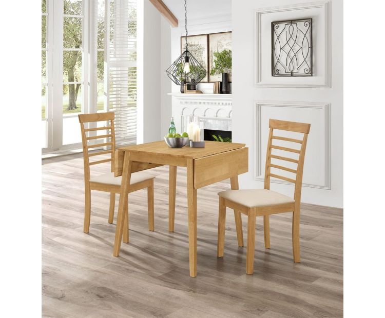 Dining Set, Drop Leaf Table Chairs(Light Oak), Hallowood