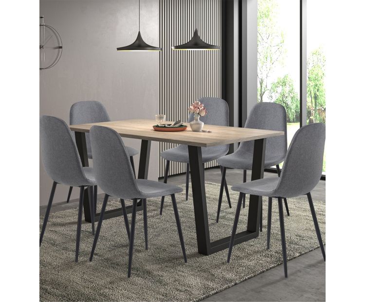 Dining Set, Rectangular Table Grey Chair, Hallowood