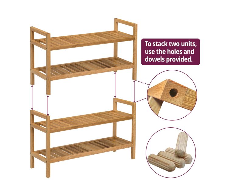 Shoe Rack, Tier Wide Stackable Shoe Organiser, Hallowood