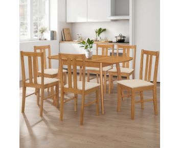 Aston Butterfly Extending Table with 6 chairs (Light Oak Colour) 