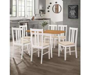 Aston Butterfly Extending Table with 6 Chairs (2 Tone Colour) 