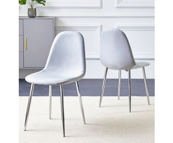Cullompton Light Grey Fabric Dining Chair with Silver Legs x 2