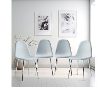 Cullompton Light Grey Fabric Dining Chair with Silver Legs x 4