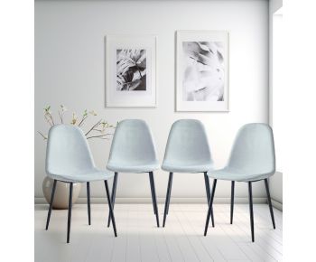 Cullompton Light Grey Fabric Dining Chair with Black Legs x 4