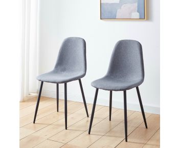 Cullompton Dark Grey Fabric Dining Chair with Black Legs x 2