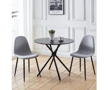 Cullompton Small Black Round Dining Table (0.9m) with 2 Chairs (CHA502-SGY)
