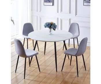 Cullompton Large Round Dining Table (1.2m) with 4 Chairs (CHA502-SGY)