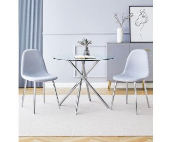 Cullompton Small Round Glass Dining Table (0.9m) with 2 Chairs (CHA501-SGY)