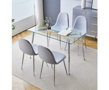 Cullompton Rectangular Glass Dining Table (1.2m) with 4 Chairs (CHA501-SGY)