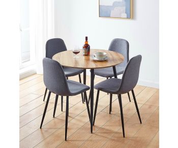 Cullompton Round Dining Table with Light Oak Effect Top (90cm) with 4 Chairs