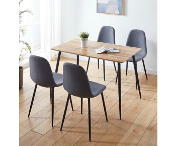 Cullompton Rectangular Dining Table with Light Oak Effect Top (120x70cm) with 4 Chairs 