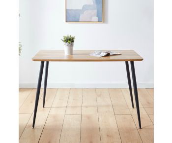 Cullompton Rectangular Dining Table with Light Oak Effect Top and Black Legs