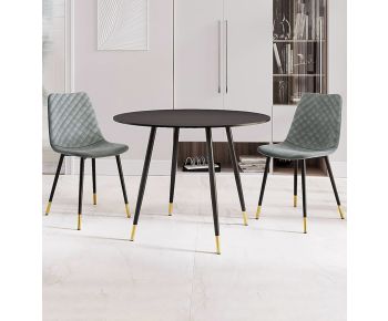Finley Round Dining Table (TAB101) in Black Finish with 2 Chairs (CHA201-SGY)