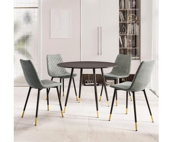 Finley Round Dining Table (TAB101) in Black Finish with 4 Chairs (CHA201-SGY)