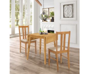 Ledbury Light Oak Drop Leaf Dining Table with 2 Aston Chairs