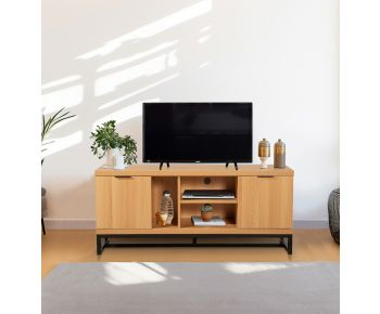 Newquay Oak Effect Large TV Stand with Metal Base