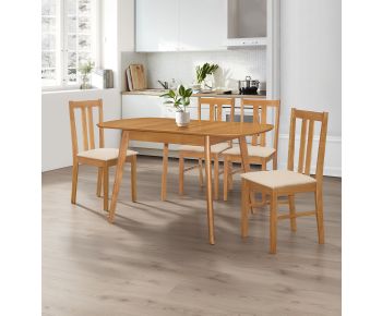 Aston Butterfly Extending Table with 4 chairs (Light Oak Colour) 